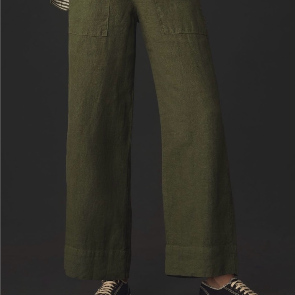 Olive Green Wide-Leg Pants